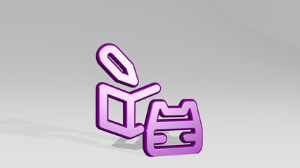 VR USER BOX 3D icon casting shadow - 3D illustration for virtual and reality