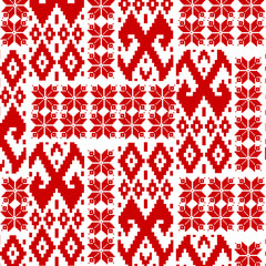 Ukrainian, Belarusian red embroidery seamless pattern - Vyshyvanka