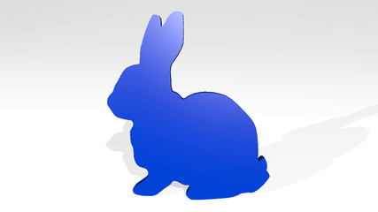 RABBIT 3D drawing icon on white floor - 3D illustration for bunny and cute