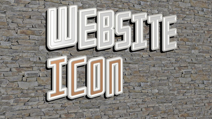 Obraz premium website icon text on textured wall - 3D illustration for design and background