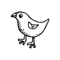 Bird Doodle Hand Drawn Icon Vector