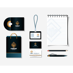 corporate identity brand mockup, mockup of stationery supplies black color vector illustration design