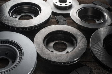 Close-up on parts of braking system of car