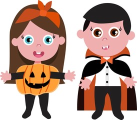 Print Hand drawn halloween kid. Vector Illustration.