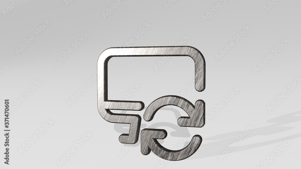 Aufkleber monitor sync 3d icon standing on the floor - 3d illustration for computer and background