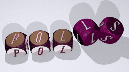 POLLS text by dancing dice letters - 3D illustration © Ali