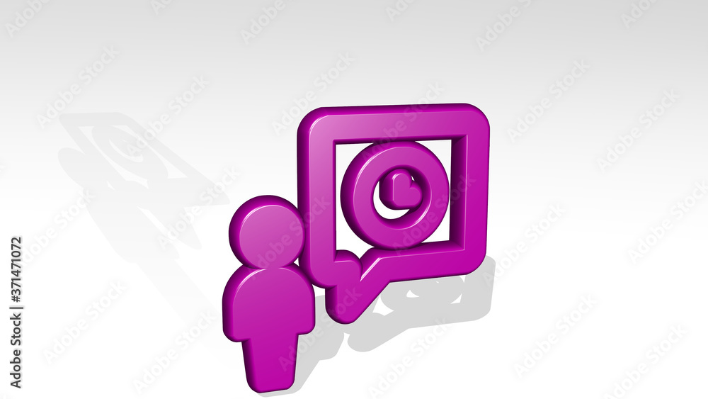 Poster messages people user clock 3d icon casting shadow - 3d illustration for background and concept