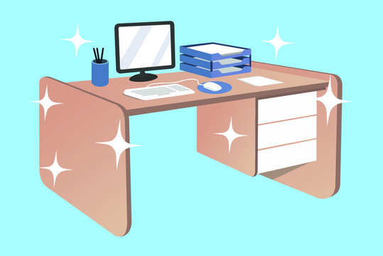 Maintain good environmental hygiene in the workplace. Clean desk. Tidy office  desk. Stock-Vektorgrafik | Adobe Stock