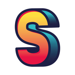 3d s gradient letter design, lettering typography retro and comic theme Vector illustration