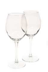 two empty glasses for vine isolated on white