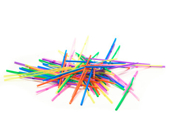 multi colored straws abstract isolated on white