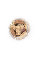 wine corks on white background