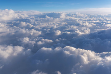 Abstract background with view of clouds from airplane