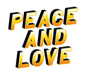 peace and love lettering design, typography retro and comic theme Vector illustration