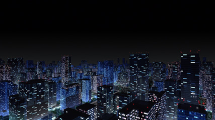 Obraz premium City night Building Simple Modern Skyscraper business 3D illustration background.