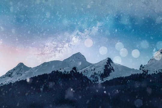 Video Motion Nature Portrait | Snowy Mountains & Forests | Milky Way