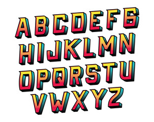 alphabet lettering design, typography retro and comic theme Vector illustration