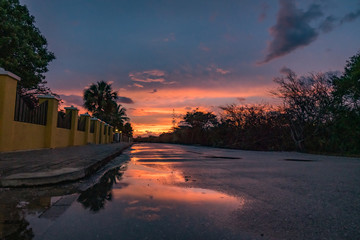 Sunset on the Caribbean isand of Curacao