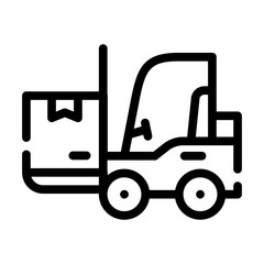 warehouse loader with box line icon vector illustration
