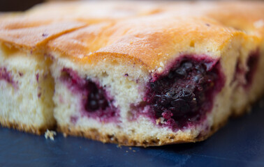 Homemade cake filled with fruit