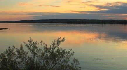 sunset over the lake