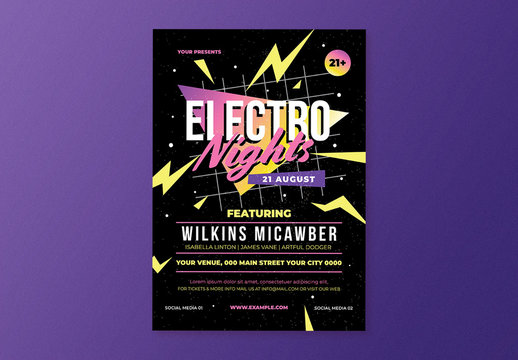 Retro Electro Nights Flyer Layout