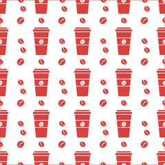 Vector coffee seamless pattern Take away paper cup