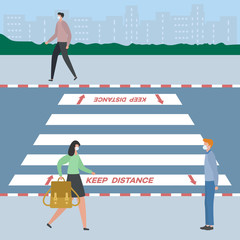Social distancing People Crosswalk Keep distance