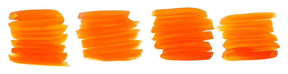 orange watercolor paint brush strokes set of four