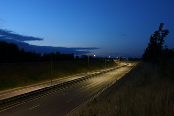 road in the night , Vilnius, Lithuania