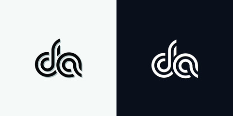 Modern Abstract Initial letter DA logo. This icon incorporate with two abstract typeface in the creative way.It will be suitable for which company or brand name start those initial.