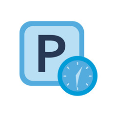 parking road sign frame and clock flat style icon vector design