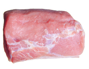 Pork entrecote meat on white background isolation, top view