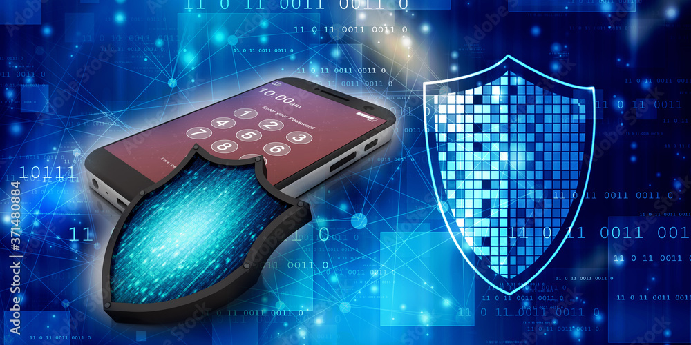 Poster 3d rendering transmitter mobile with shield