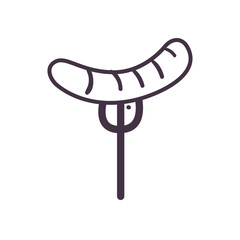 sausage on fork line style icon vector design