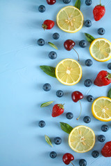 juicy ripe sweet sour bright summer fruits and berries