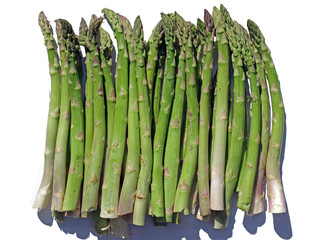 Close-up view of a bunch of fresh organic green asparagus