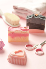 Handmade natural baby soap bars. Homemade toxic-free natural organic cosmetic.