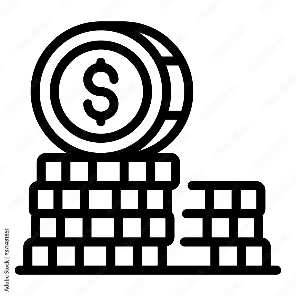 Poster coin stack fund icon. outline coin stack fund vector icon for web design isolated on white backgroun