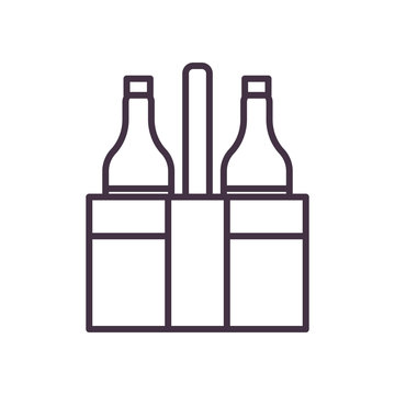beer bottles inside box line style icon vector design