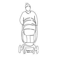 mother with a baby on a stroller