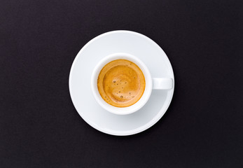 espresso coffee on black background
