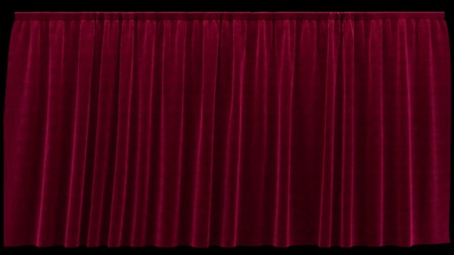 Flying sideways red velvet curtain with alpha channel