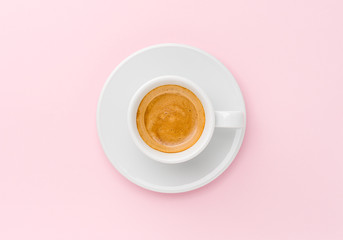 espresso coffee on pink background
