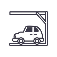 car in parking garage line style icon vector design