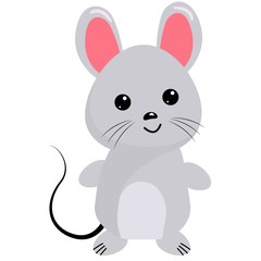 Hand drawn vector illustration of a cute mouse. Vector Illustration.