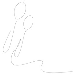 Spoon continuous line drawing on white background. Vector illustration