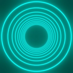 Fototapeta premium 3d glowing magic circle frame. Glowing neon fire wave.