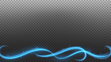Futuristic Blue Light Line on a Transparent Frame, Widescreen Size. Vector Illustration