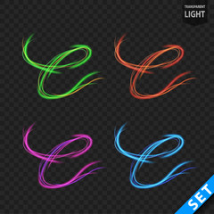 Abstract wavy line of light set, isolated and easy to edit. Vector Illustration